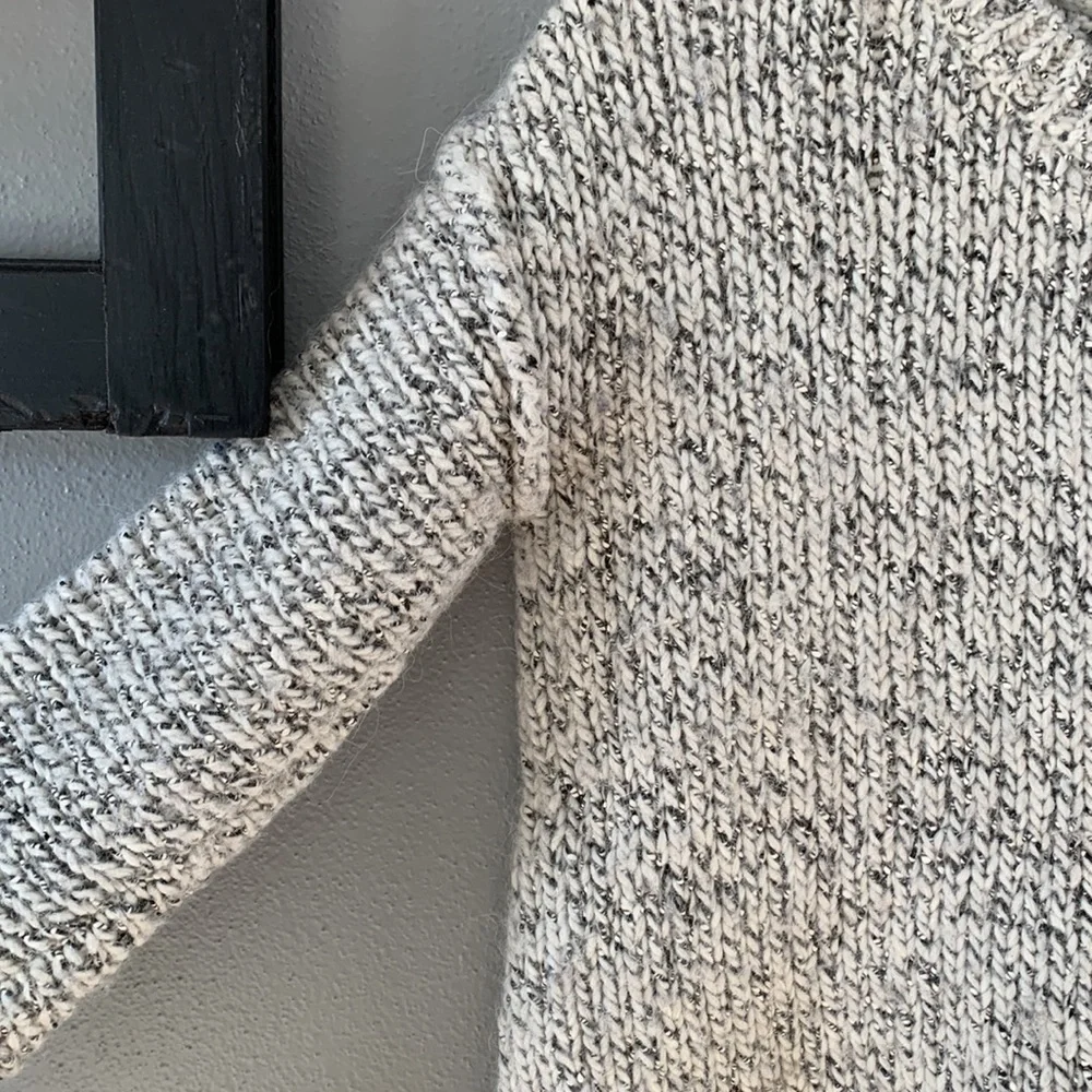 J. Crew Marled Drop-Shoulder Gray/Cream Raw Seam Sweater